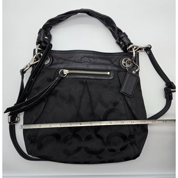 Coach L0893-13420 Op Art Shoulder Hobo Bag Black Signature - Picture 3 of 6